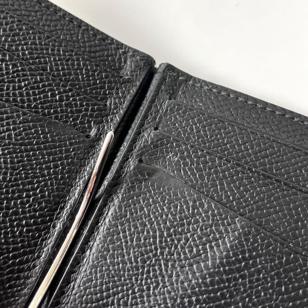 ダンヒル　マネークリップ　カドガン　ロゴ　レザー　黒　ブラック　メンズ