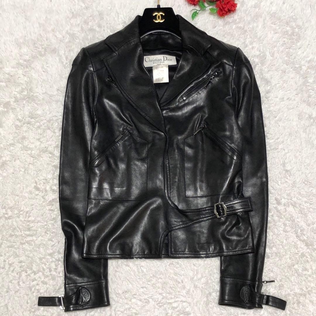 ［美品］ディオール　ガリアーノ期　ラムレザー　ライダース　レザージャケット　38
