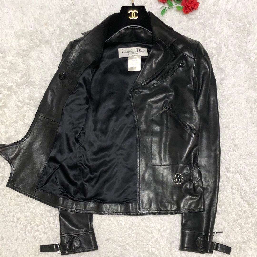 ［美品］ディオール　ガリアーノ期　ラムレザー　ライダース　レザージャケット　38
