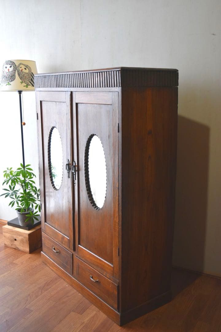 古家具 鏡付戸棚