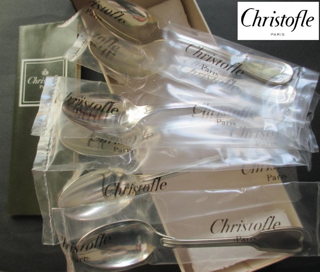 未使用品☆仏蘭西高級銀器クリストフルシルバー　デミタススプーン６本セット　シノン
