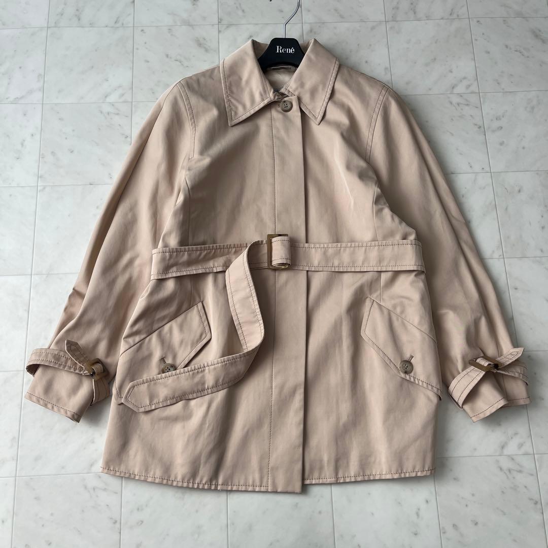 美品♡マックスマーラ ハーフトレンチコート ステンカラー ベルト ベージュ 38