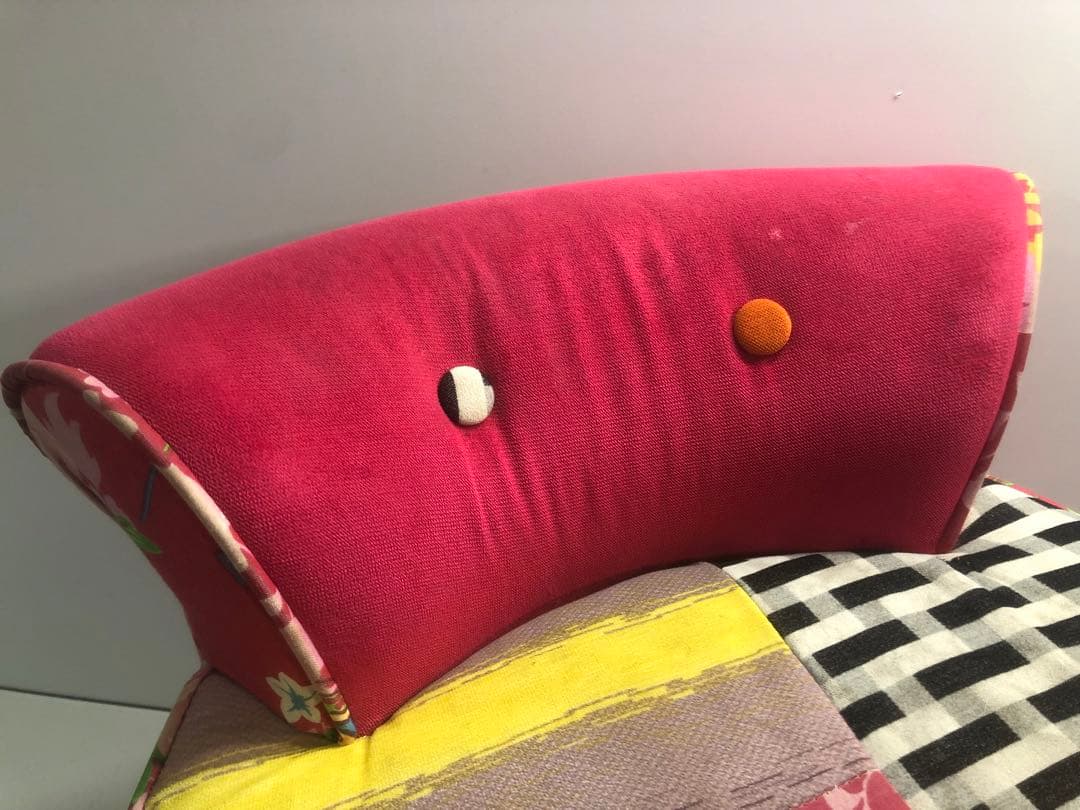 パッチワーク　カラフルチェア　スツール　ファブリック　インテリア　ピンク