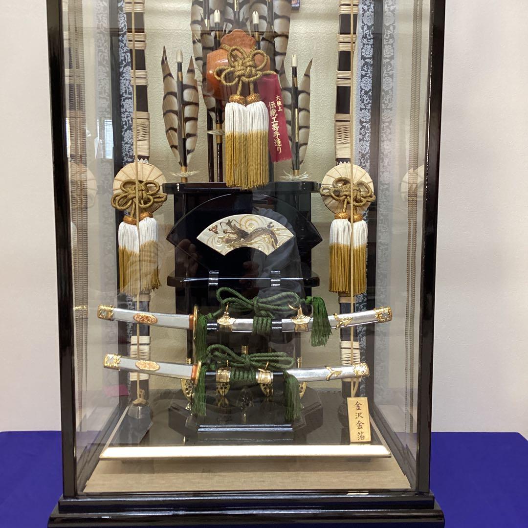 お正月飾り　破魔弓　銀梨地太刀　面取鎌倉　20号 金沢金箔　中古品