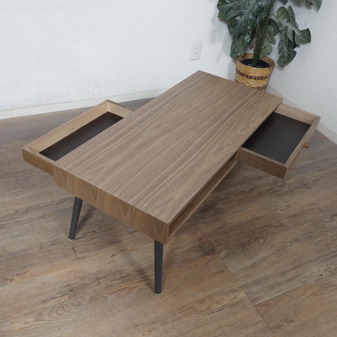 【新品・未使用】　北欧調センターテーブル 両面引き出し