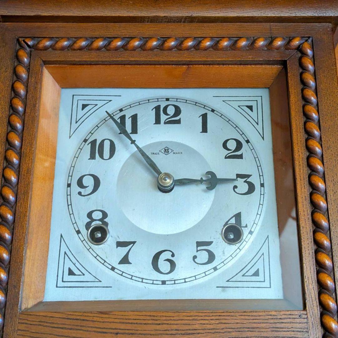 アンティーク掛時計　古時計　レトロ時計　振り子時計　ゼンマイ時計