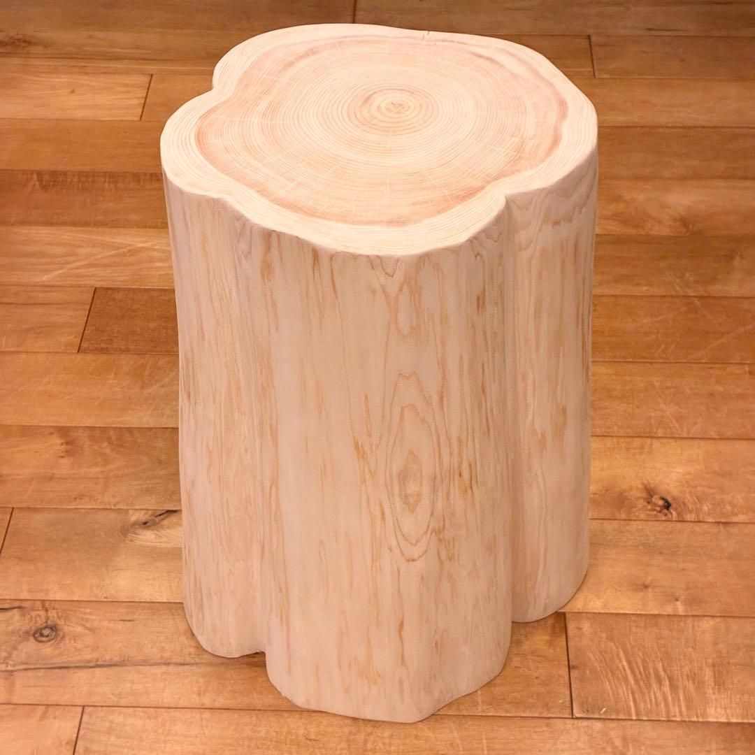 ひのき　丸太 スツール フリル　No.1556