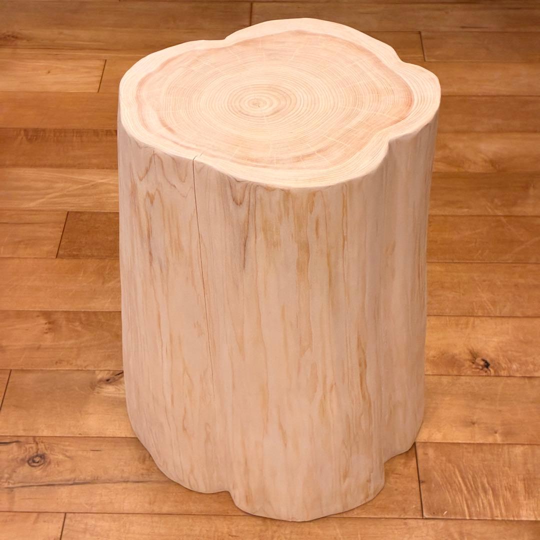 ひのき　丸太 スツール フリル　No.1556