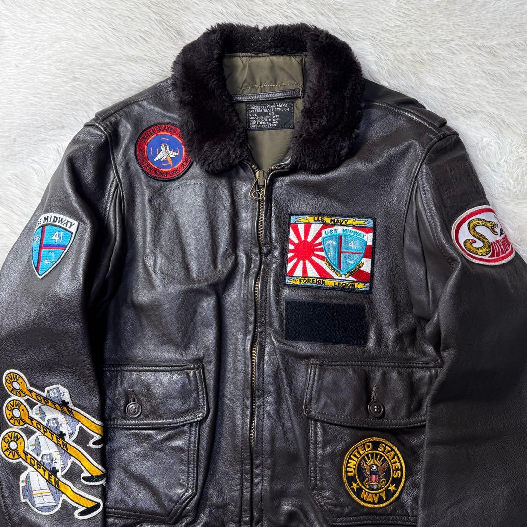 70s 米軍実物 G-1 USN BRILL BROS 黒タグ TOP GUN