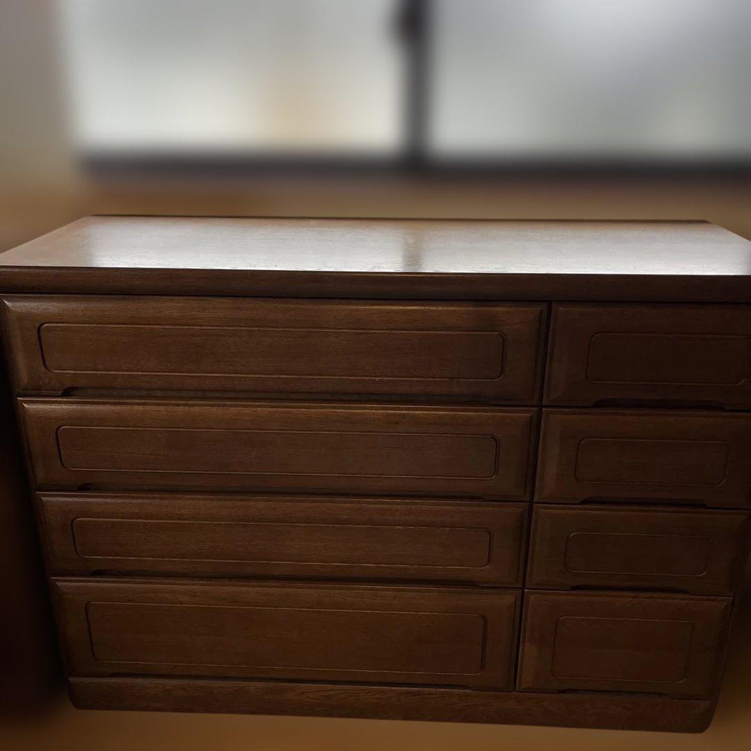 ブラウン木製チェスト 8引き出し 約120cm
