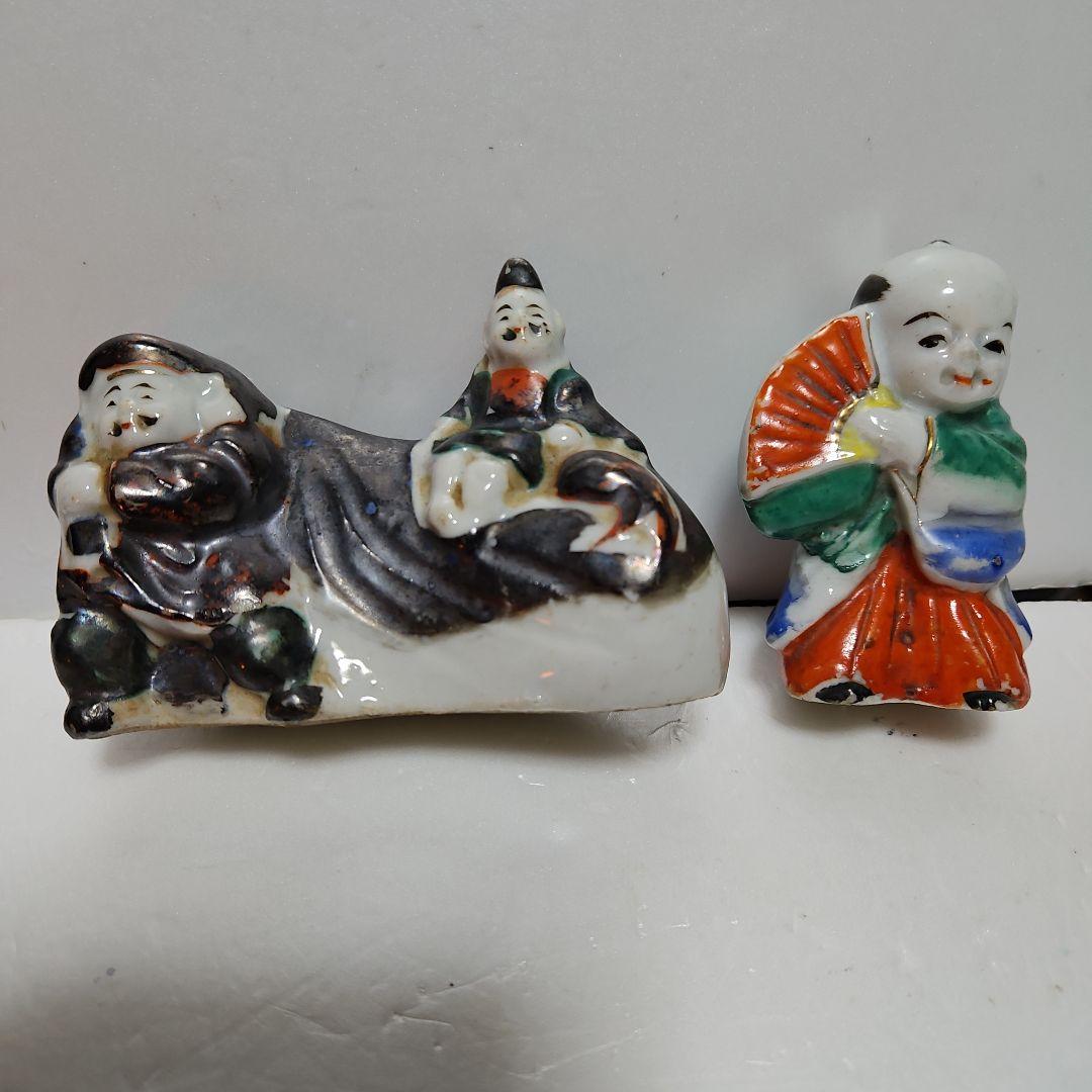 珍品　レトロ水滴、貯金箱　2点 花器大黒様、木製御雛様セット