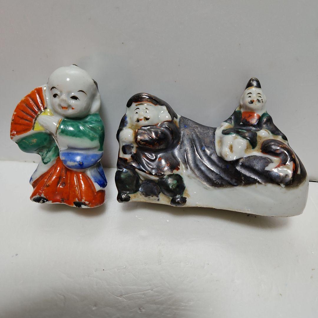 珍品　レトロ水滴、貯金箱　2点 花器大黒様、木製御雛様セット