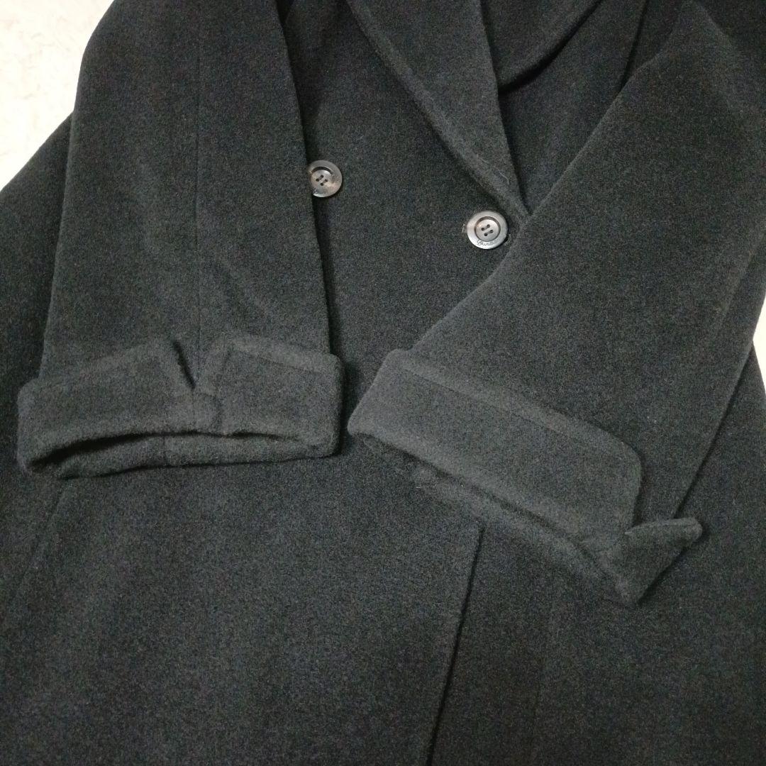 美品■Burberrys カシミヤ100% ダブル チェスターコート ブラック