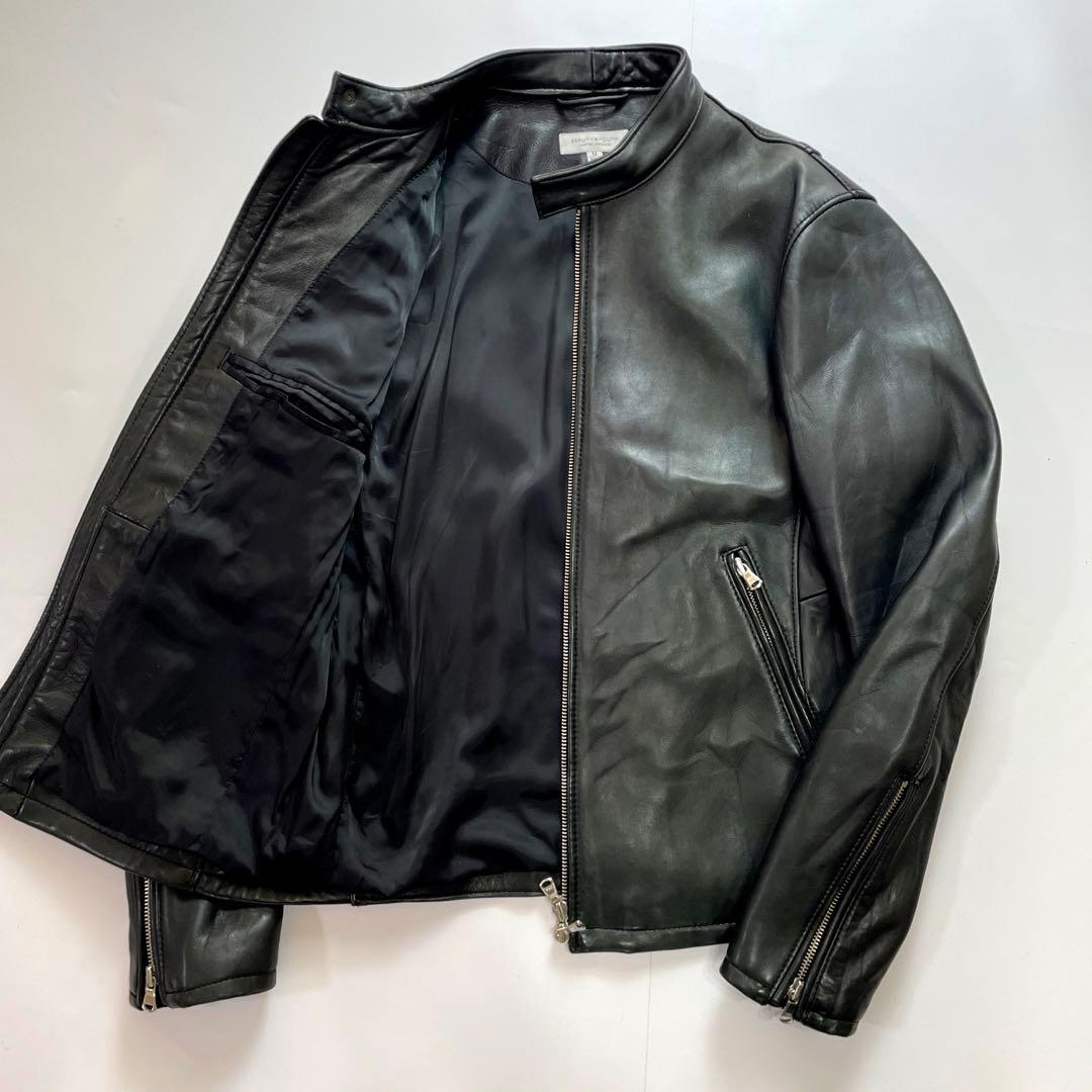 美品 とろとろ羊革 ユナイテッドアローズ シングルライダース Wジップ 黒 M