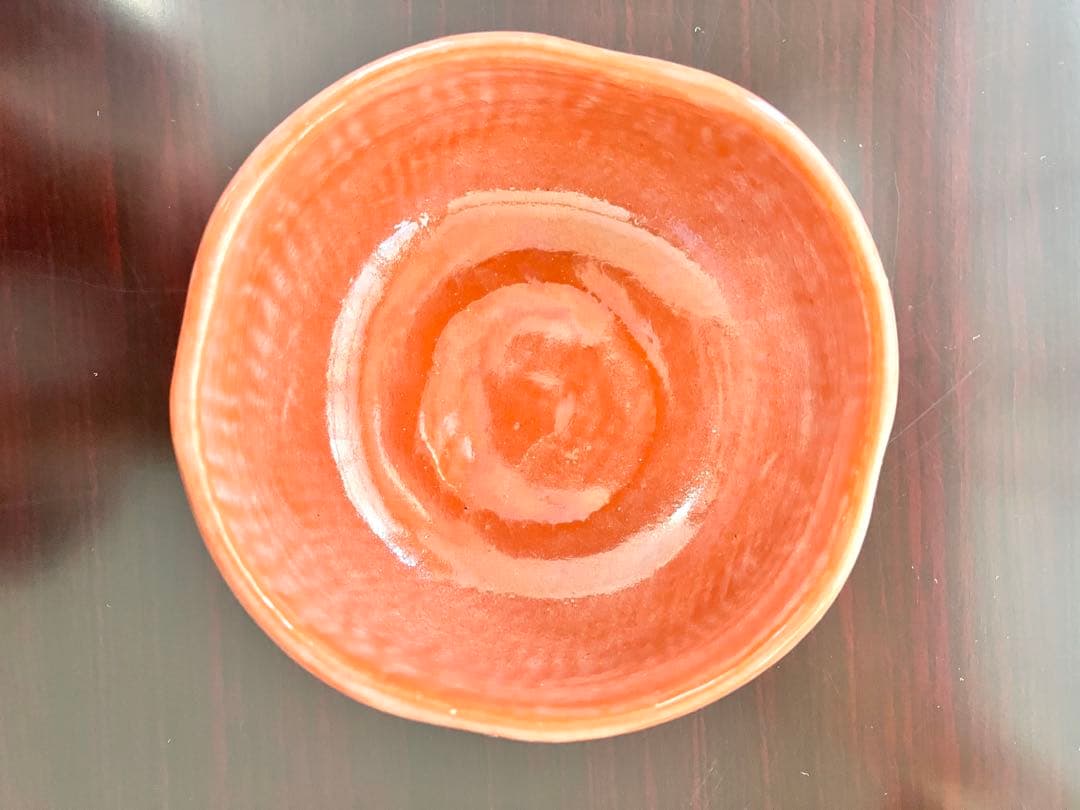 ウ*コ様 佐々木昭楽 造　円能斎好写　赤楽猿画茶碗　共布共箱付　茶道具