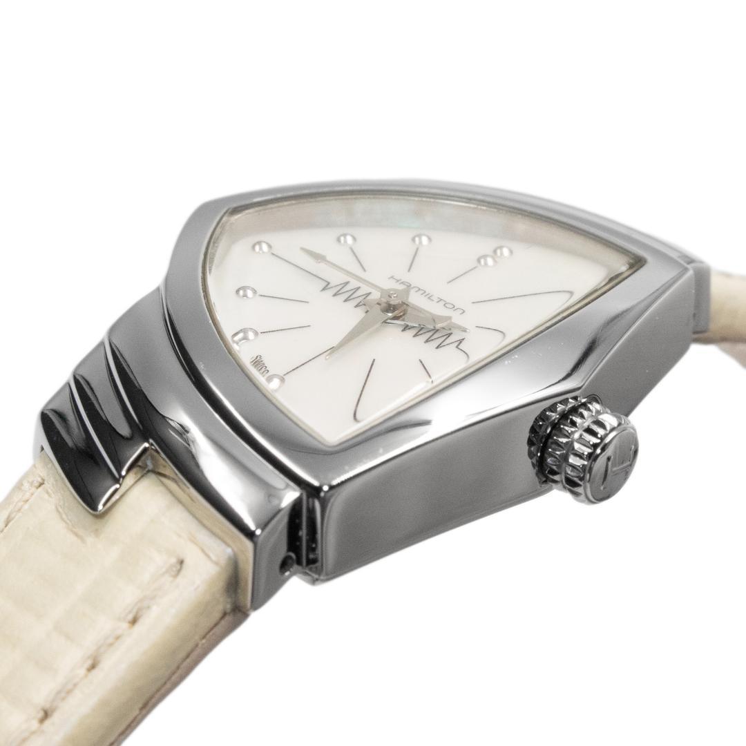 ハミルトン 腕時計 レディース ベンチュラ 白蝶貝 盾形 三角形 ロゴ 革ベルト