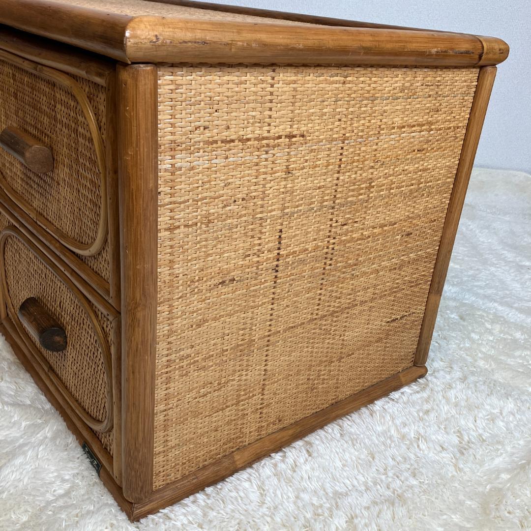 【アンティーク】レトロ 籐 ラタン サイドボード チェスト横幅120cm 古民家