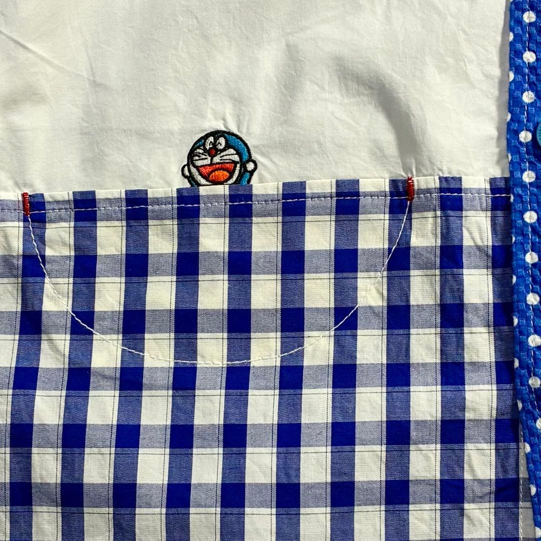河谷シャツドラえもん50周年 DIME コラボ 長袖シャツ　パッチワーク 刺繍