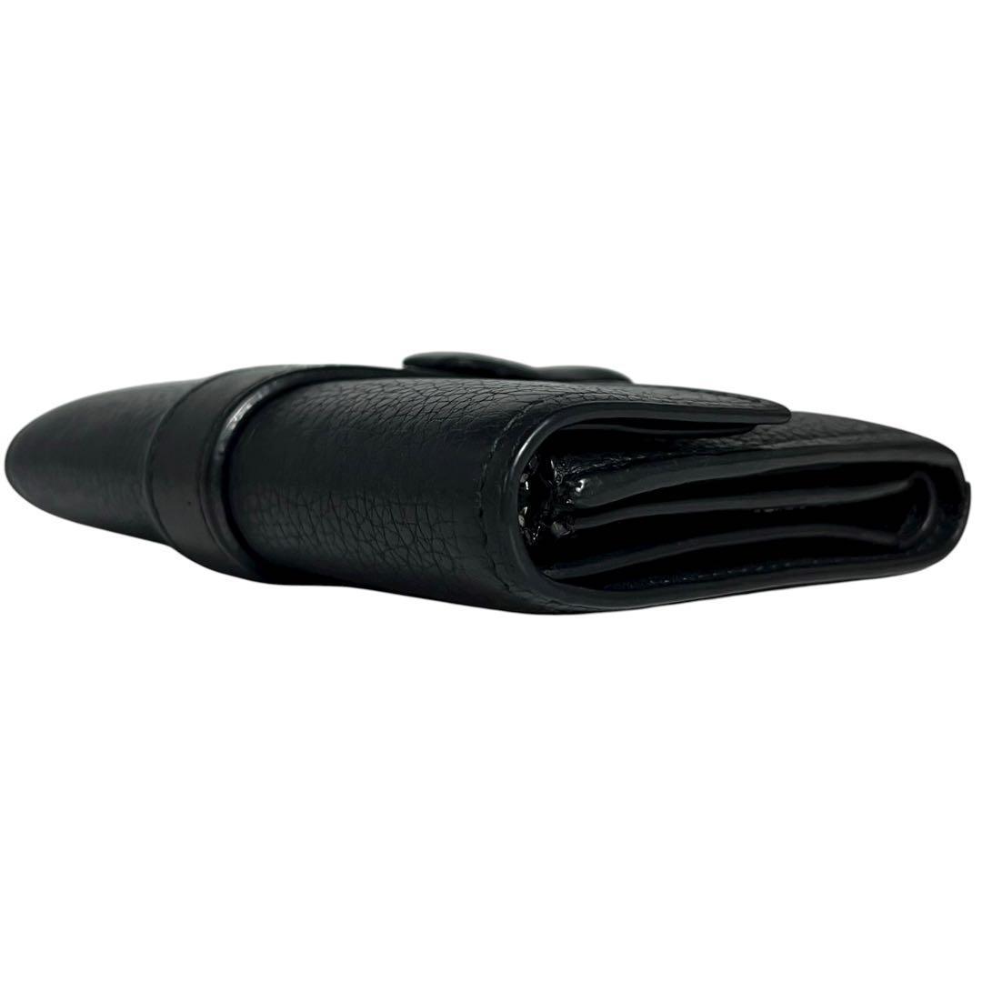 希少✨ロエベ バーティカルウォレット 三つ折り財布 アナグラム レザー 黒