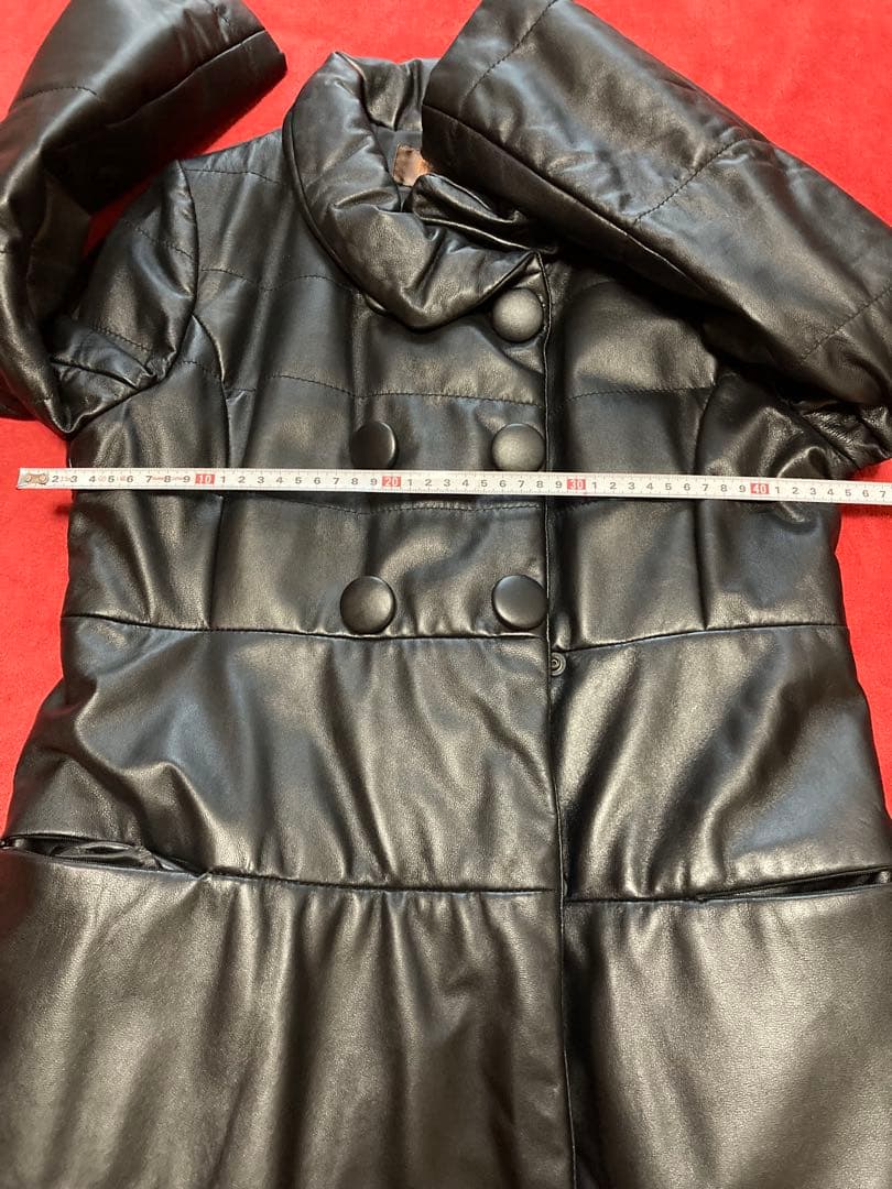 バルマン　ラムレザーロングコート　ダブル