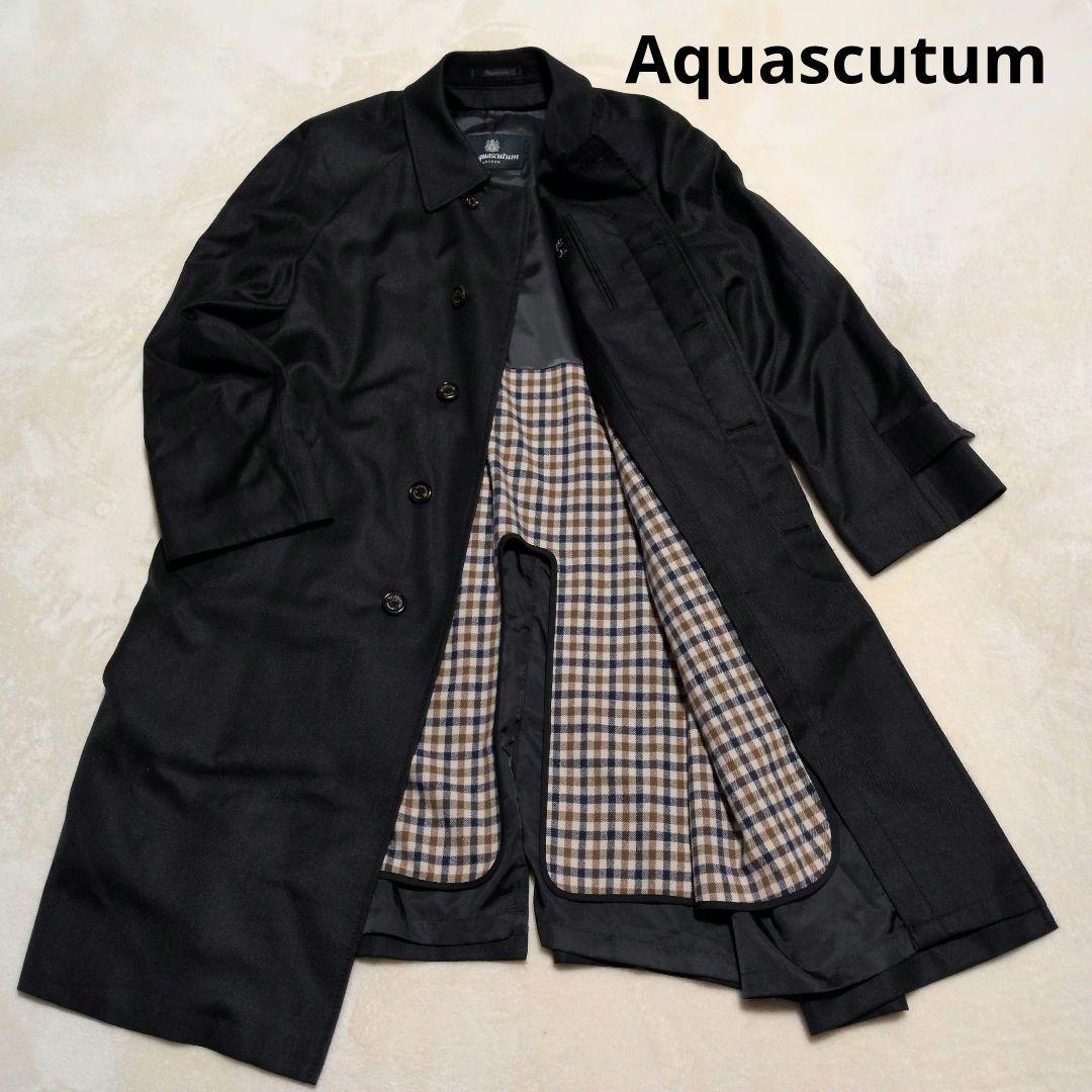 美品✨️ アクアスキュータム ステンカラーコート チェック裏地 L ライナー