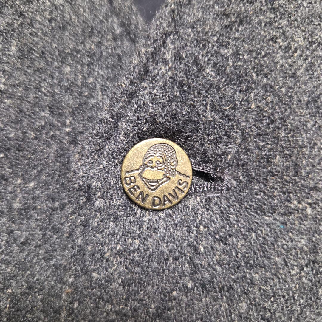 日本製 ベンデイビス ウールリネンベスト M グレー 牛革レザー切替