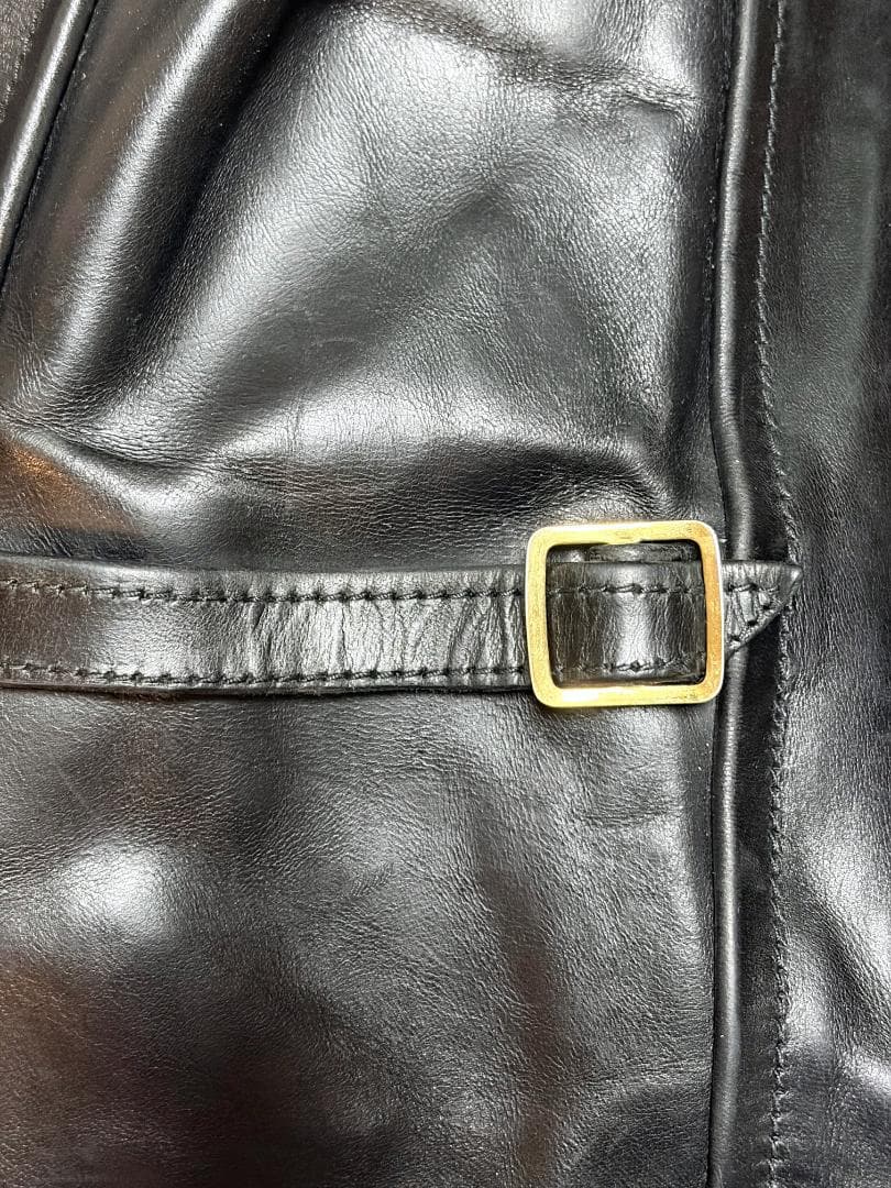 【美品／J.Lサイン入】エアロレザー ハーフベルト 38 自立 ホースハイド