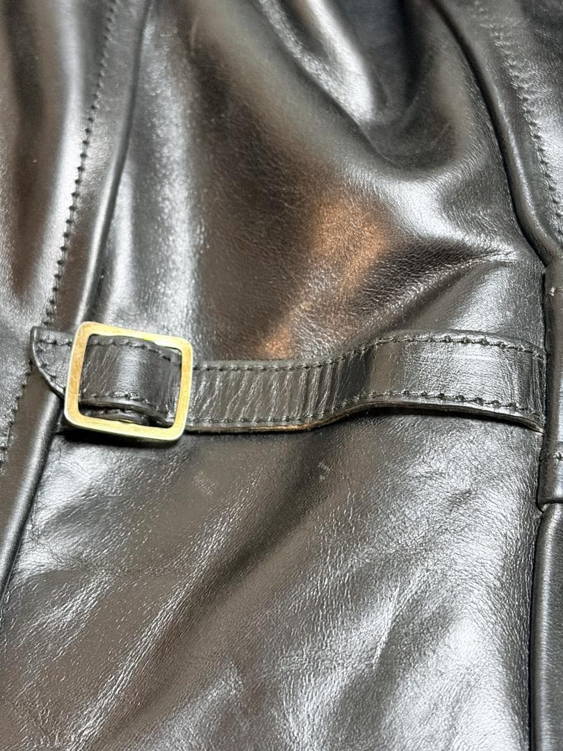 【美品／J.Lサイン入】エアロレザー ハーフベルト 38 自立 ホースハイド