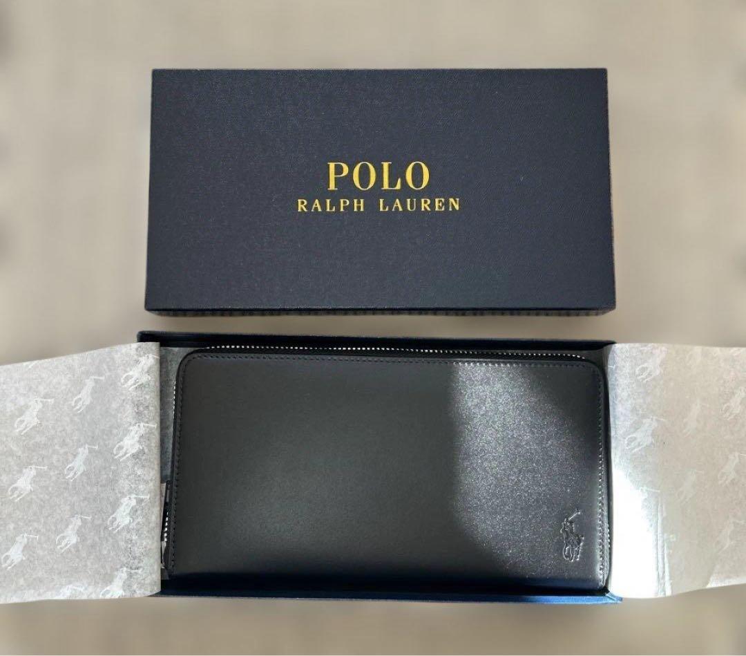 新品未使用ラルフローレン Polo 長財布 ブラック　カーフレザー