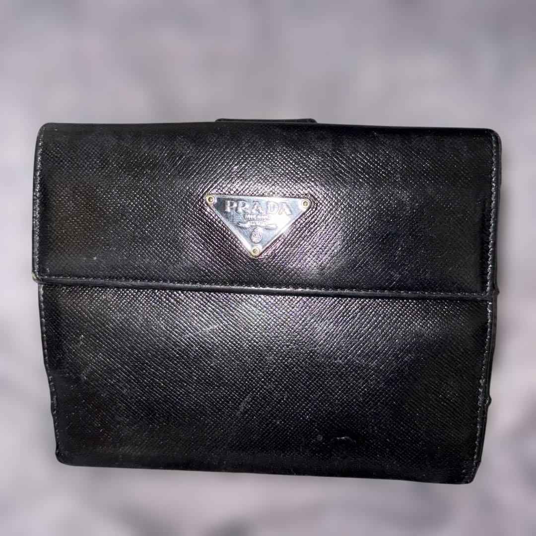 PRADA ブラック レザー 三つ折り財布