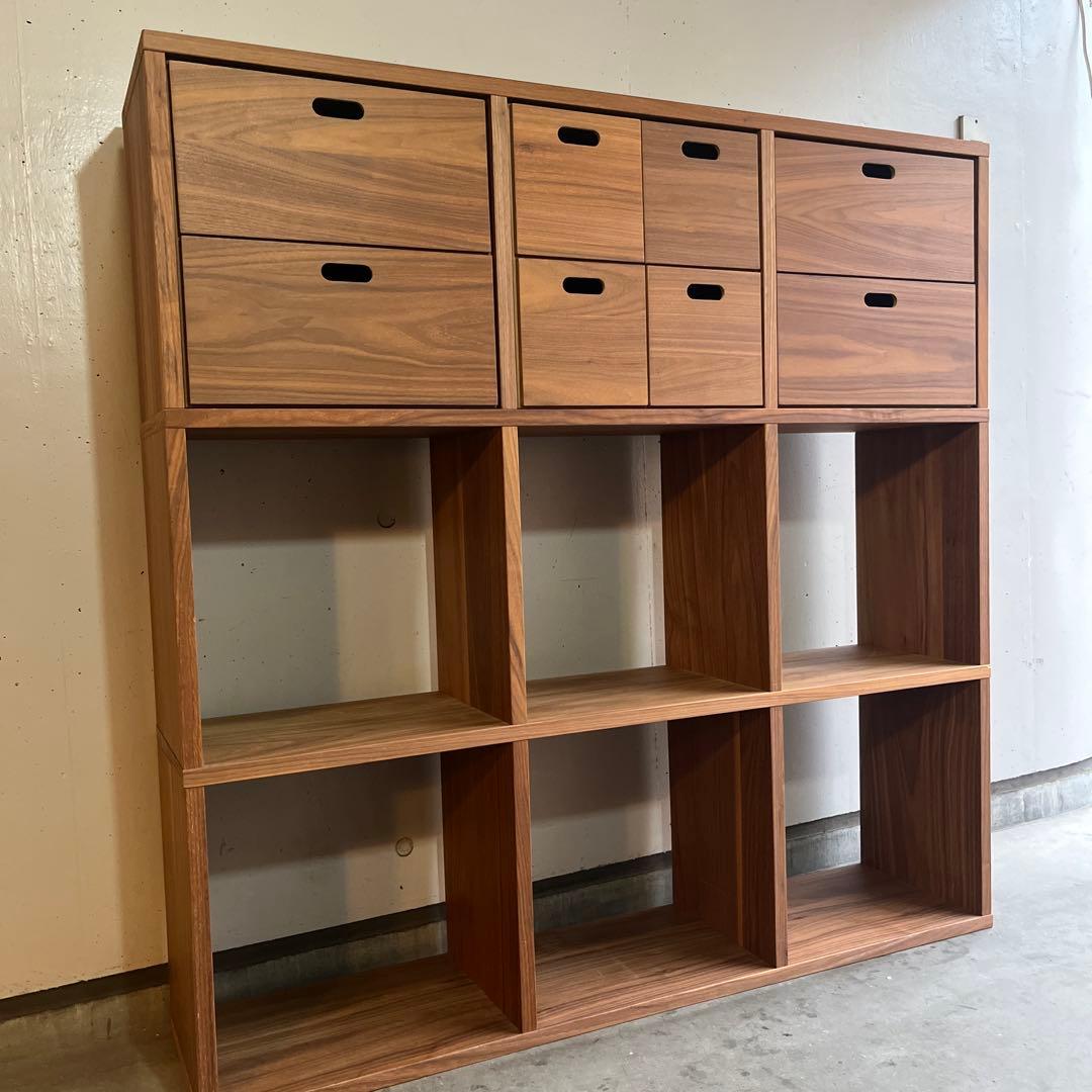 ぶるやまぶるみ★無印スタッキングシェルフセット・３段×３列・ウォールナット