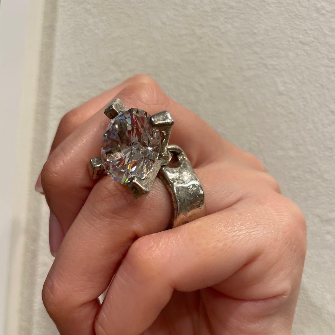 希少！e.m 11号くらい　ジルコニア大 シルバーリング