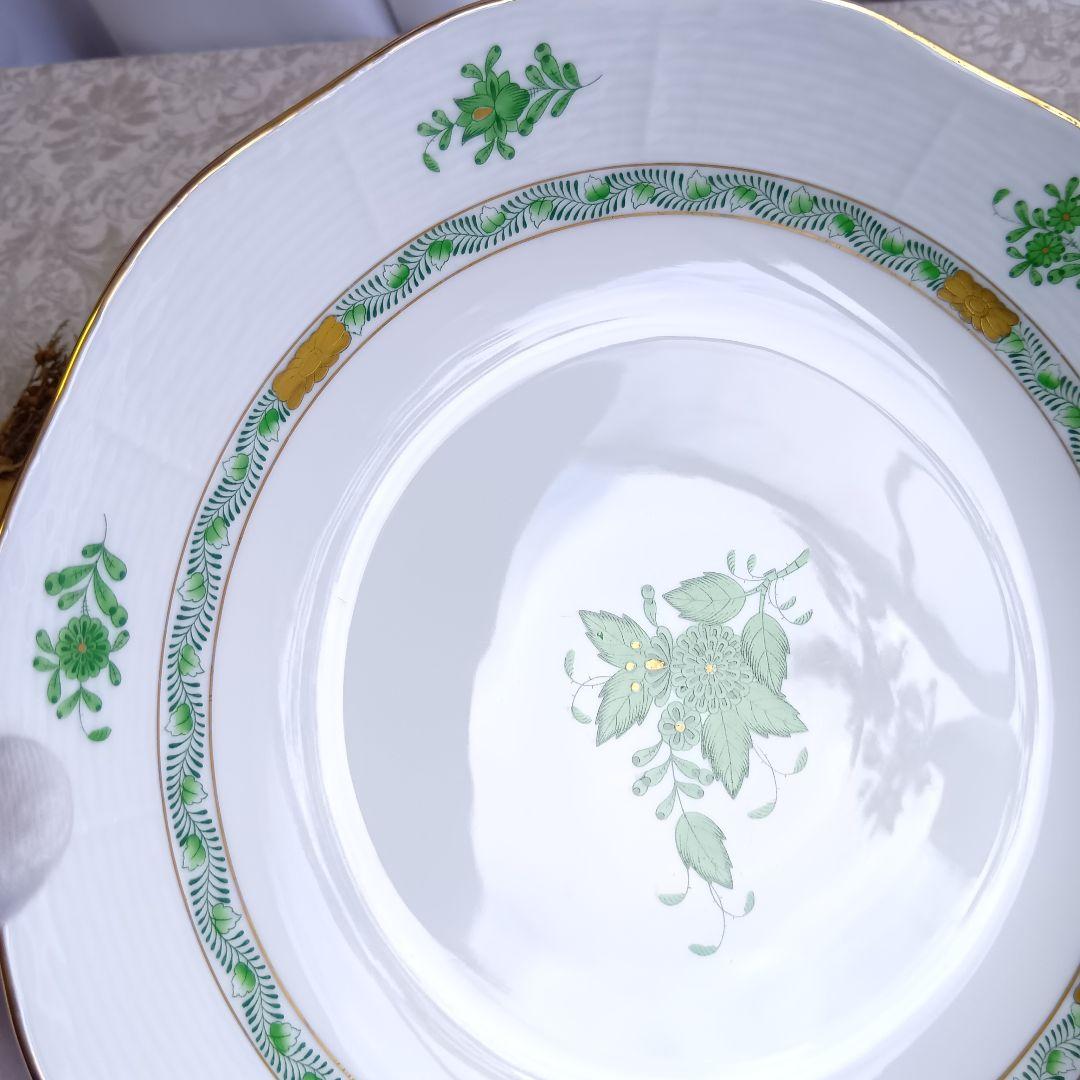 ヘレンド HEREND アポニーグリーン 25.5cm 深皿 大皿 サラダボウル