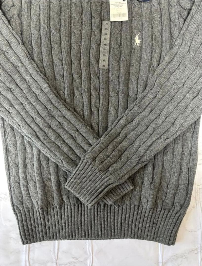 【新品タグ付】POLO RALPH LAUREN ケーブルニット グレー M