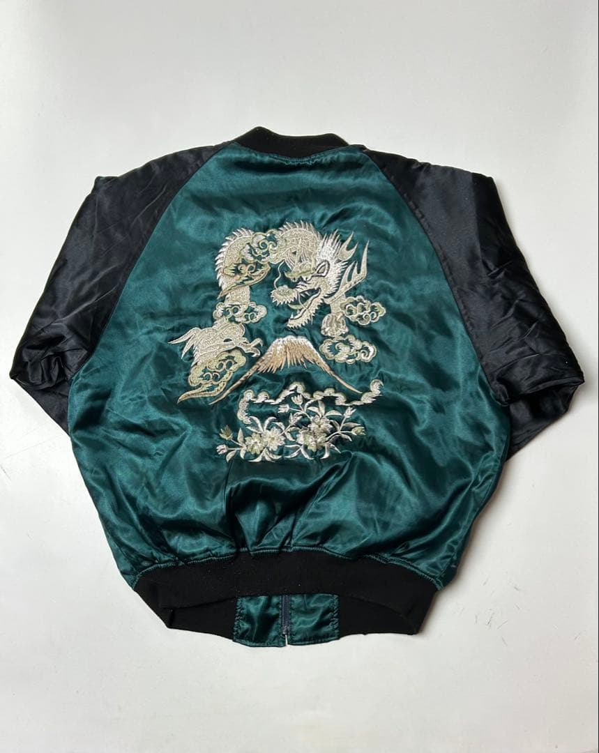 Hoshihime 星姫　グリーン　龍刺繍　スカジャン　3Lサイズ