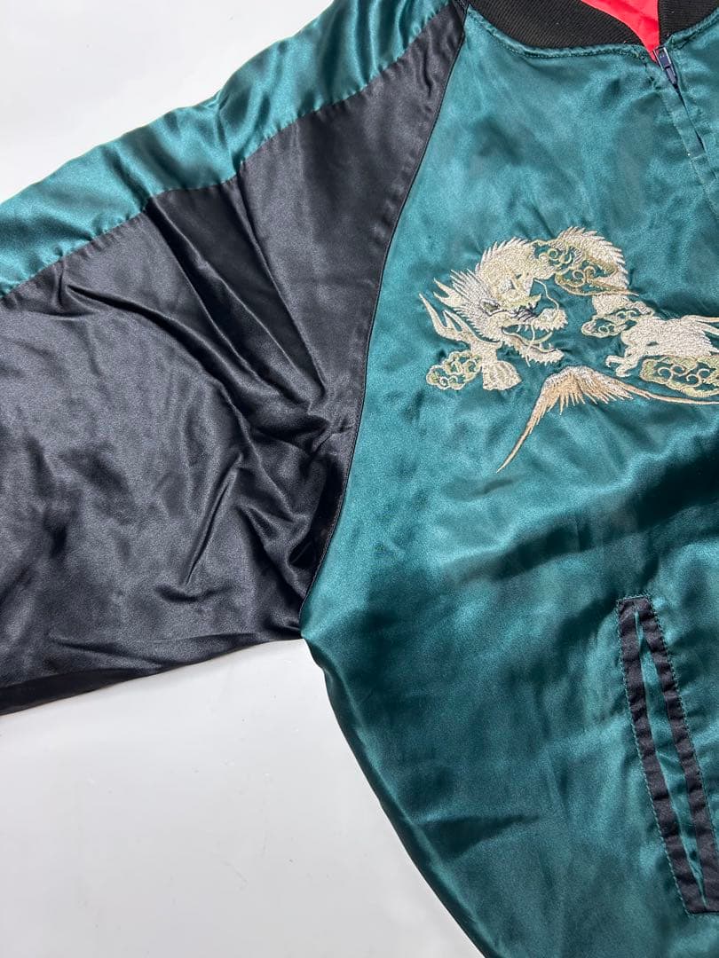 Hoshihime 星姫　グリーン　龍刺繍　スカジャン　3Lサイズ