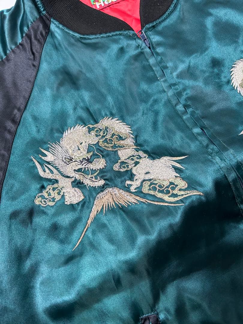 Hoshihime 星姫　グリーン　龍刺繍　スカジャン　3Lサイズ