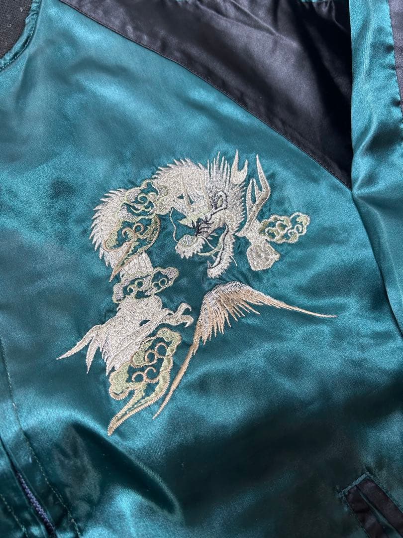 Hoshihime 星姫　グリーン　龍刺繍　スカジャン　3Lサイズ