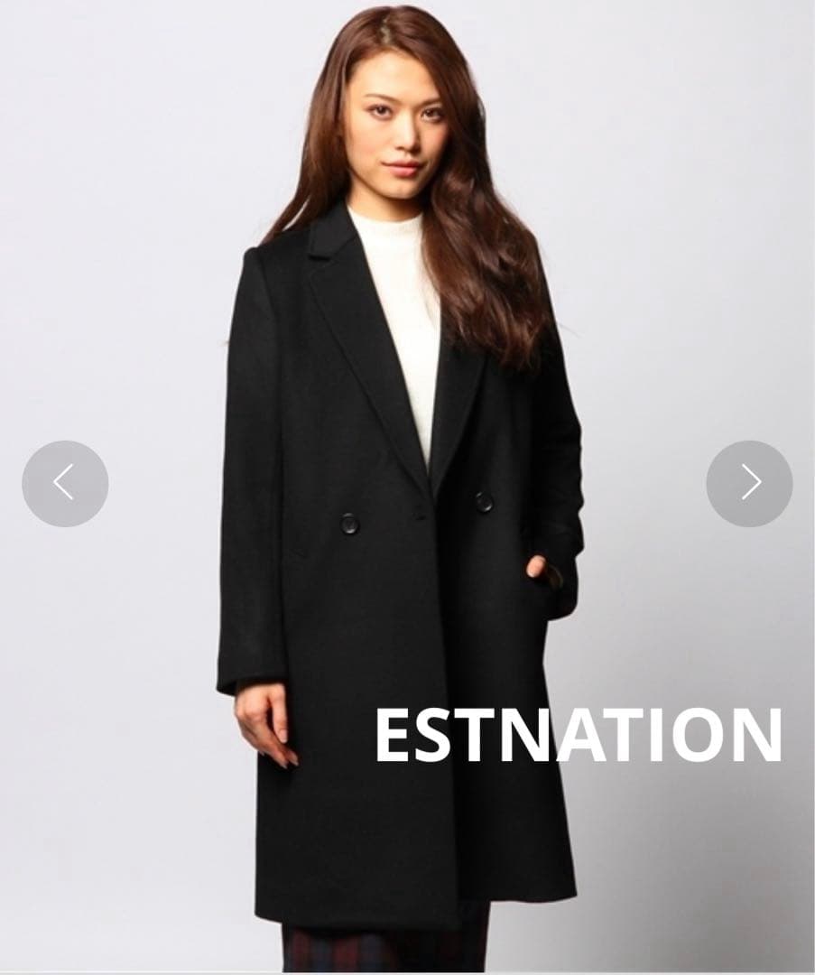 価格交渉可 美品 エストネーション ウールビーバーメルトン チェスターコート 黒