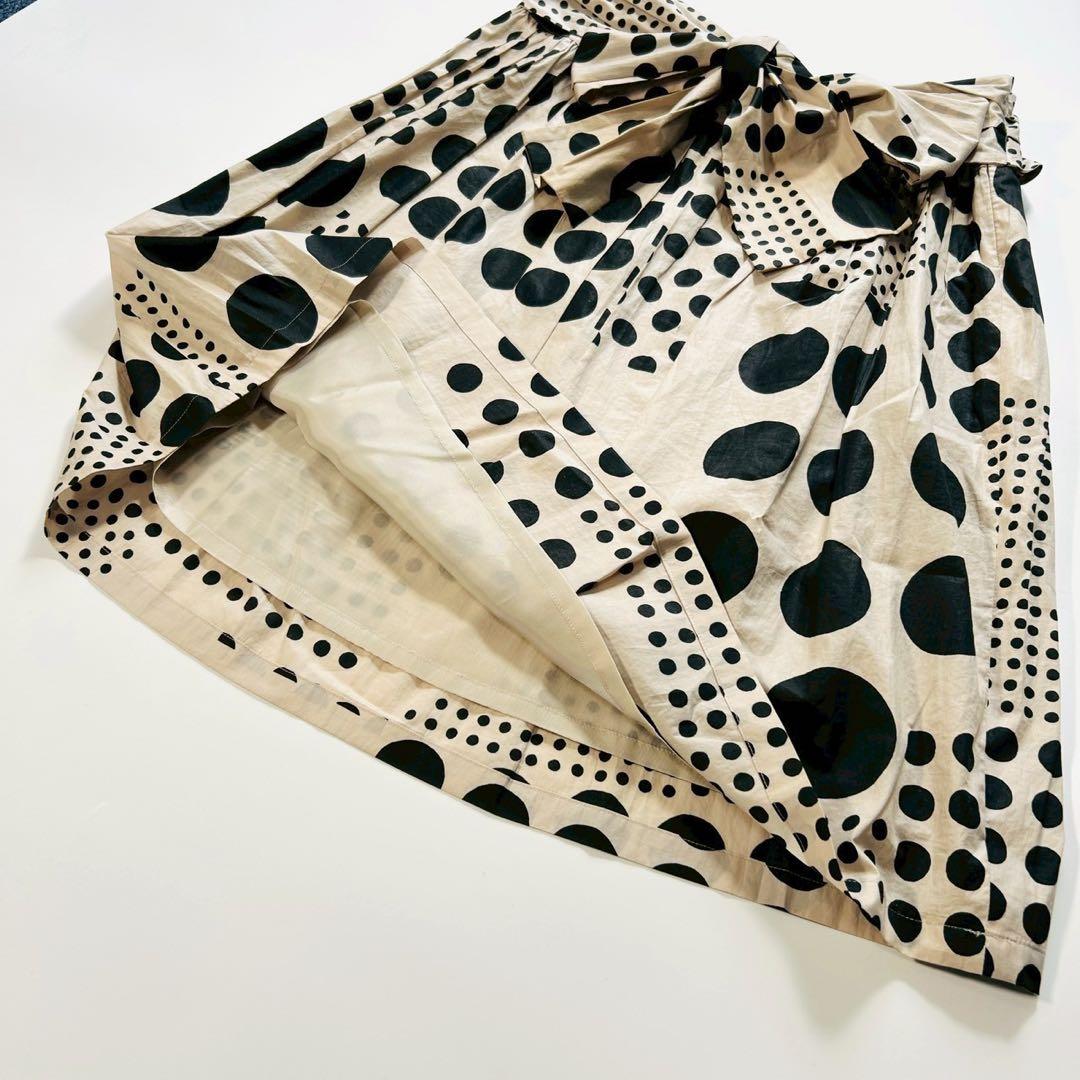 美品 ミナペルホネン universe 膝丈スカート ドット リボン フレア 2