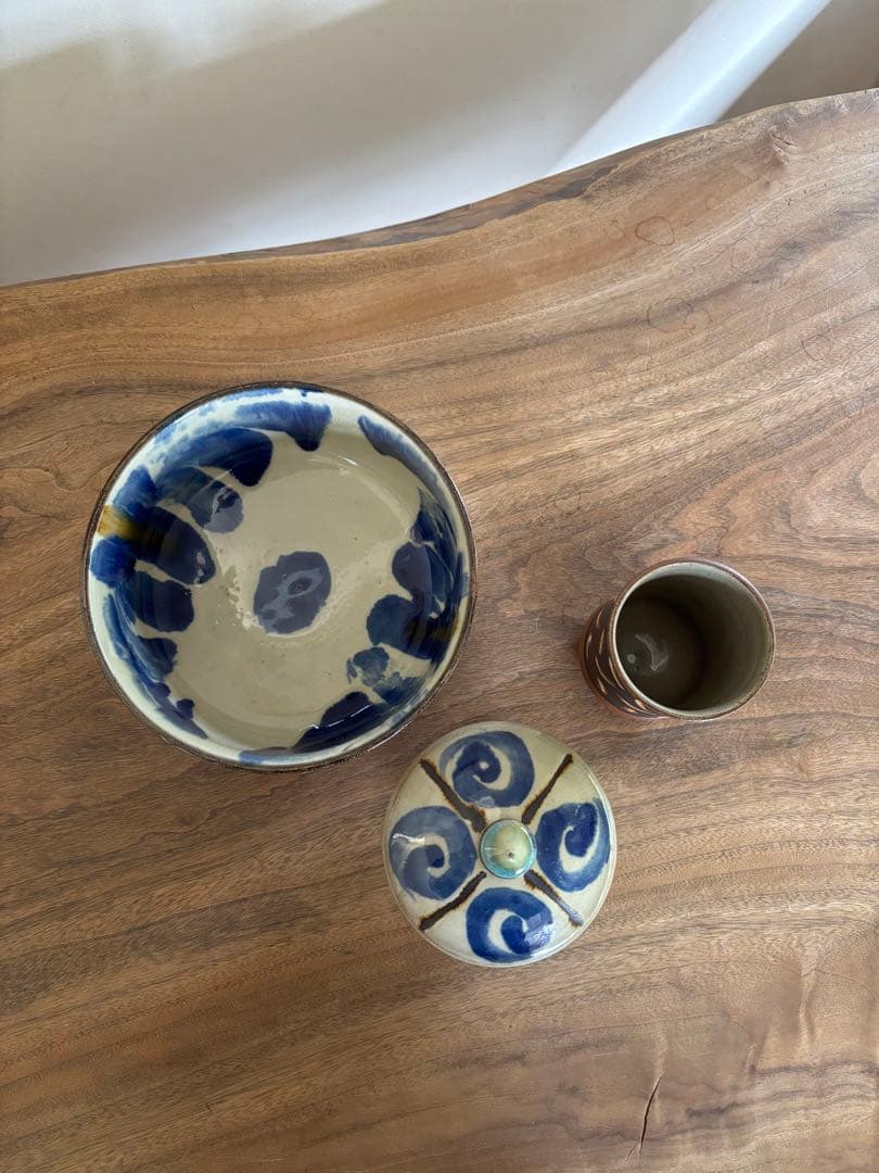 沖縄の器3点　カップ　蓋もの　ボウル