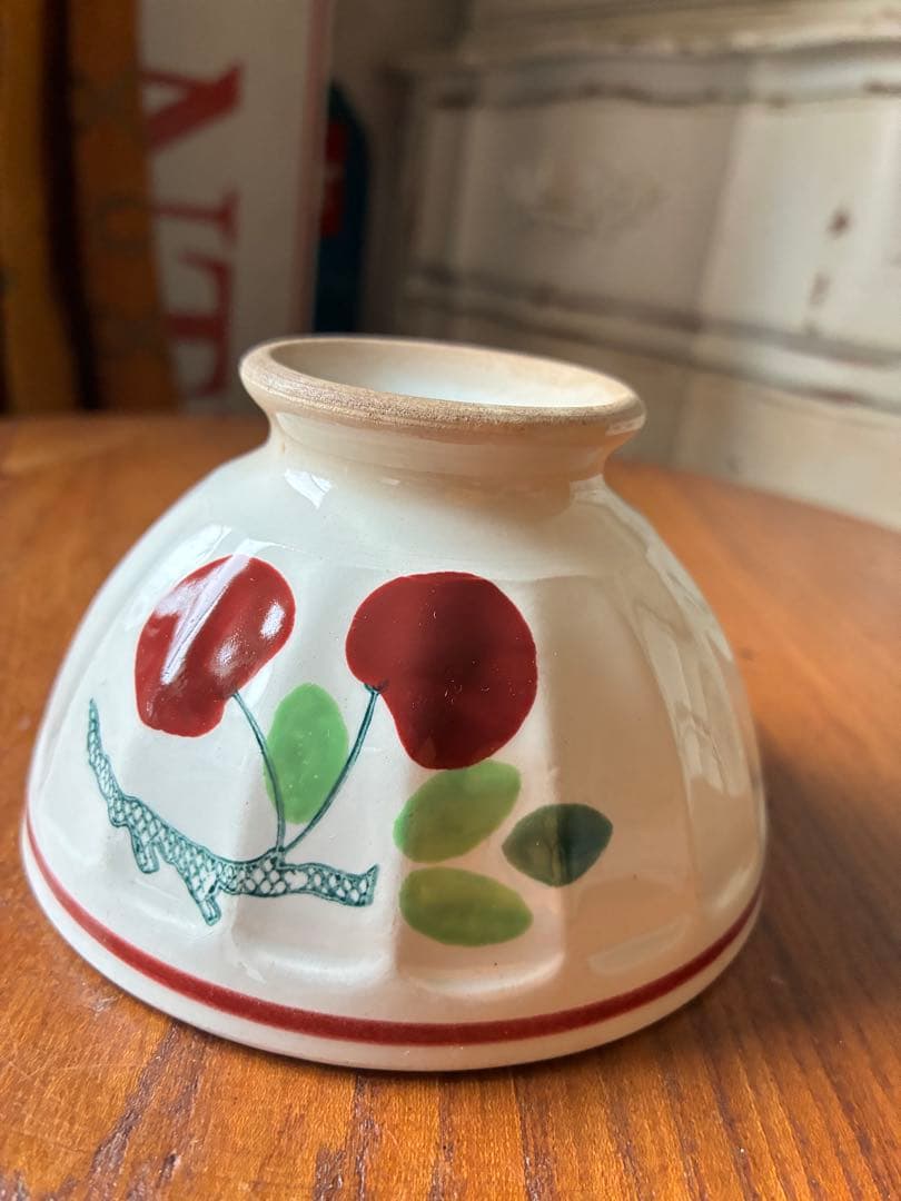 フランス　アンティーク　カフェオレ　ボウル　さくらんぼ　陶器　サクランボ