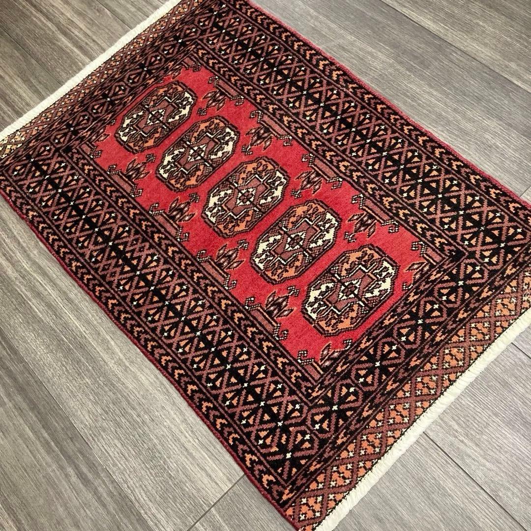 ヴィンテージ トライバルラグラグパキスタン手織り絨毯　アンテイーク絨毯ボハラ