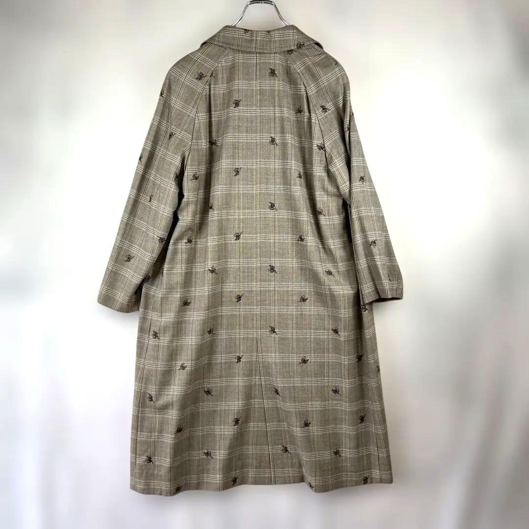 アトリエ花 オーダーメイド チェック柄 ロングコート 一点物　ヴィンテージ　L