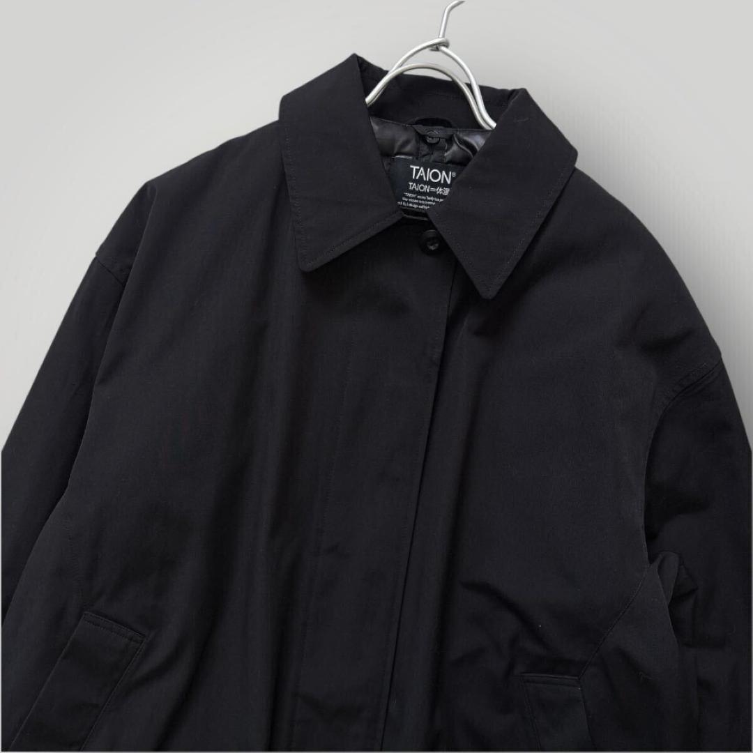 ［超美品］タイオン バルカラーロングコート インナーダウン付き2way ブラック