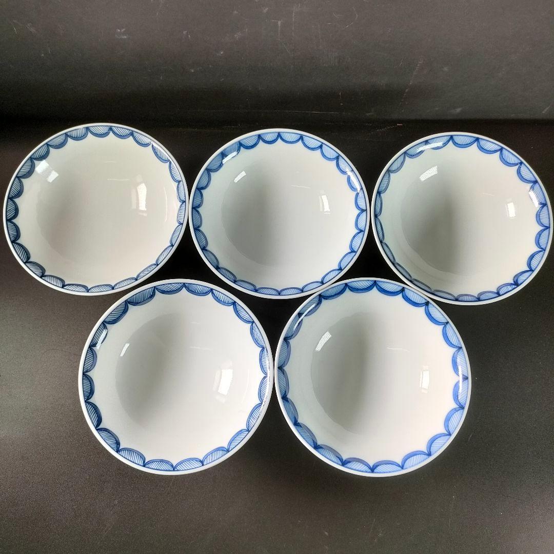 C19-2/呉福作/染錦柘榴梅菊画蓋物丼5客組/共箱/蓋付/茶碗/懐石料理