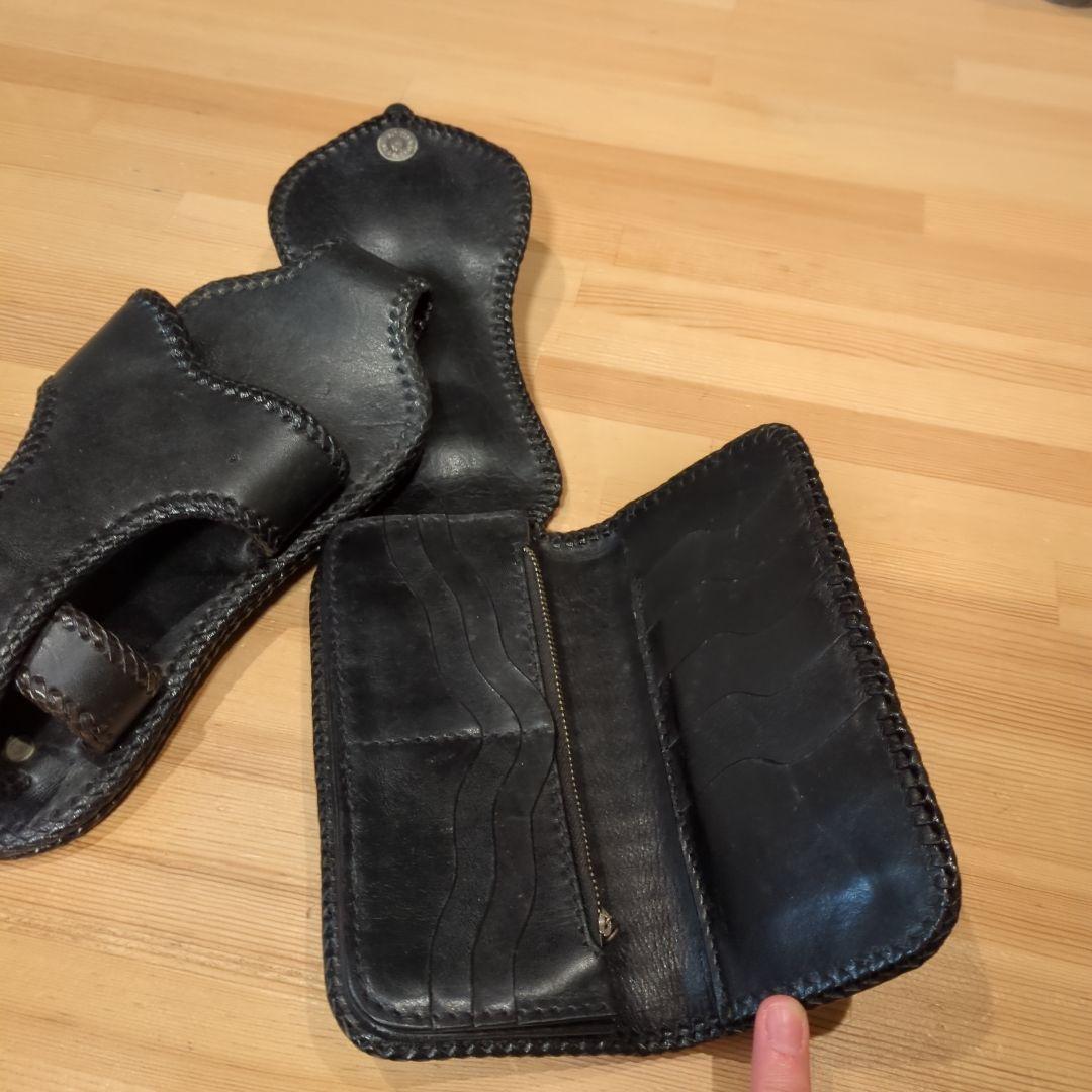 ブラックレザー クロコダイル型ホルスターウォレット