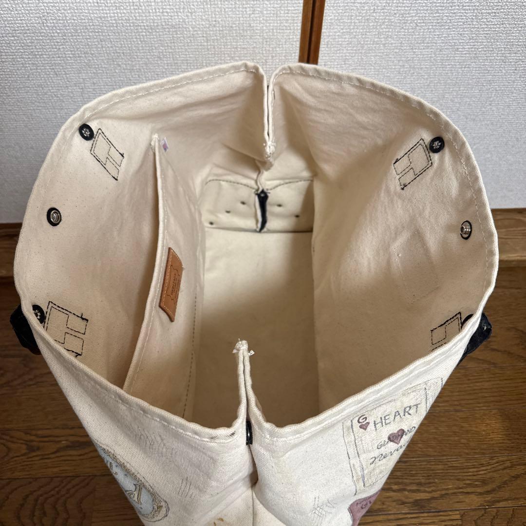 GLADHAND ハンドペイント ヘリテージレザー　キャンバス トートバッグ