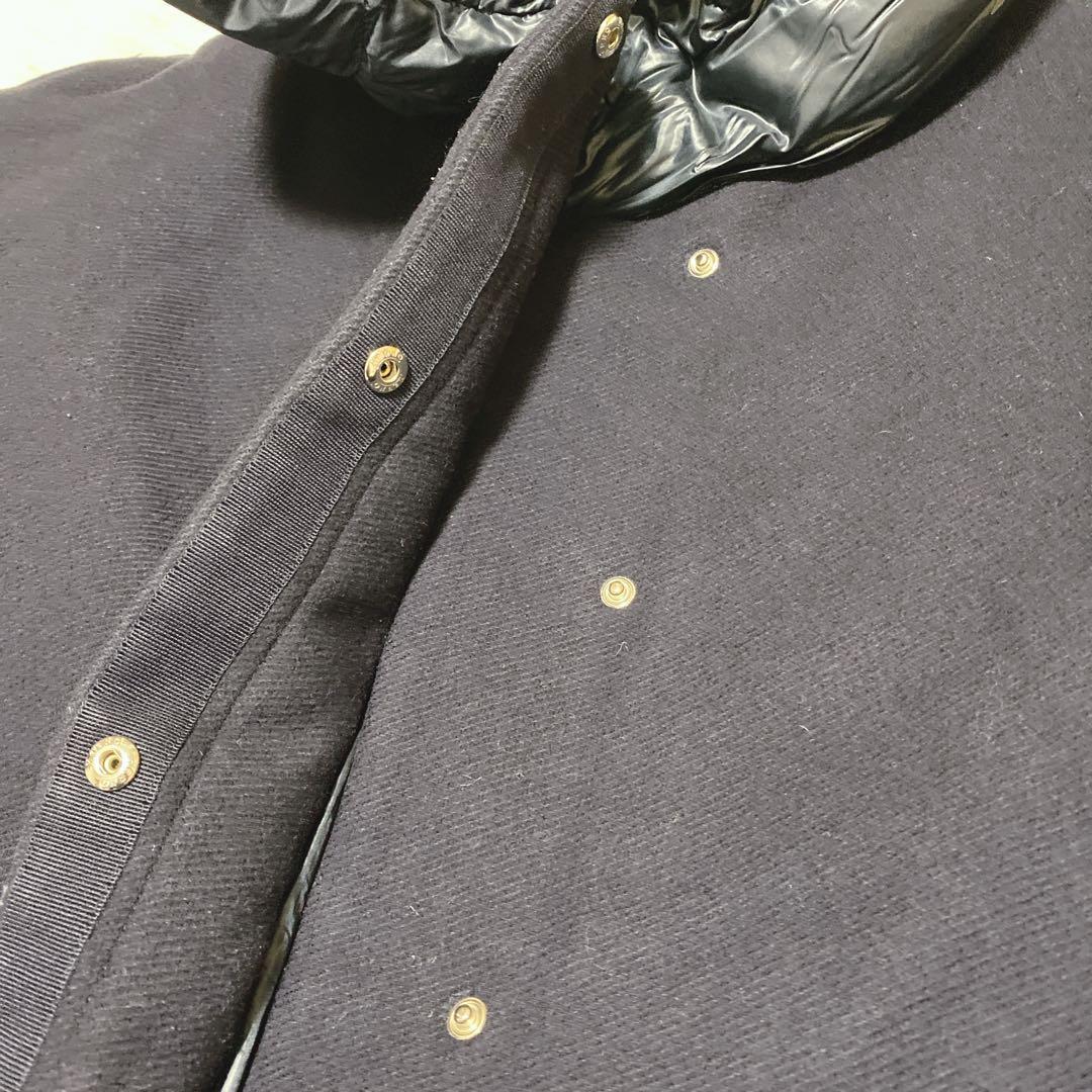 a2077【ヘルノ】異素材ドッキング 切り替え ダウンジャケット ネイビー 42