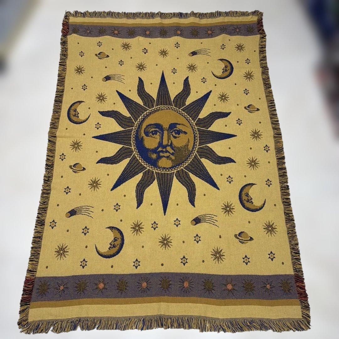 太陽　星　マルチカバー　ソファカバー　ヴィンテージラグ　185x125